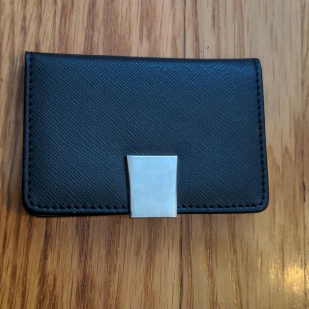 VINTAGE BUSINESS CARD HOLDER CAREER JOB BLACK ETCHED PROFESSIONAL